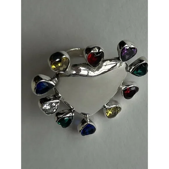 Special Edition Heart Ring 925 Sterling Silver with Multicolor Zirconia - Picture 4 of 14